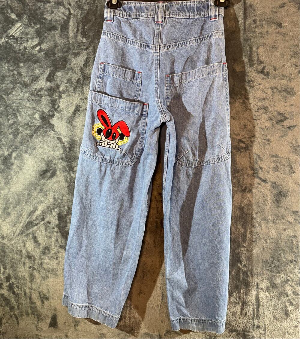 A.LAB Mega Rave Pixel Jeans 26 Ultra Baggy Wide Leg Skater Y2K Bunny JNCO Style